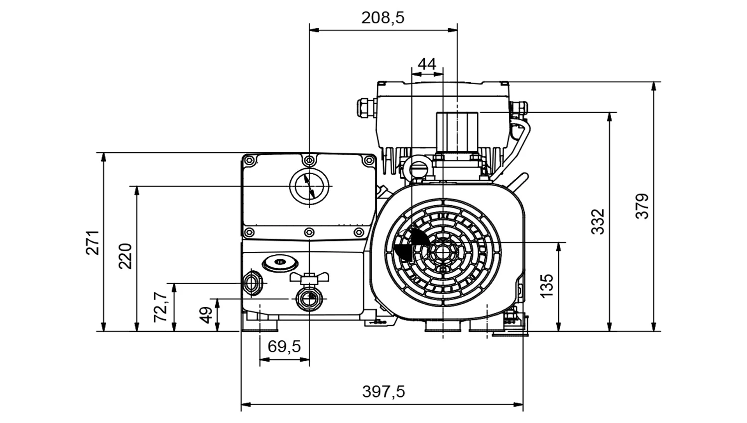 Pompe à vide à palettes rotatives VTE 8 Picolino - 8,0 m³/h max.