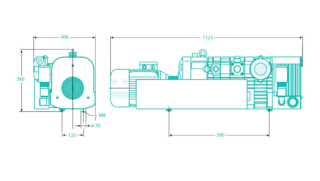 MERLIN ME 3048 D Klauen Druck-Vakuumpumpen Abmessungen