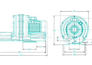 Dimensiones del ventilador SAMOS SI 0150 E2