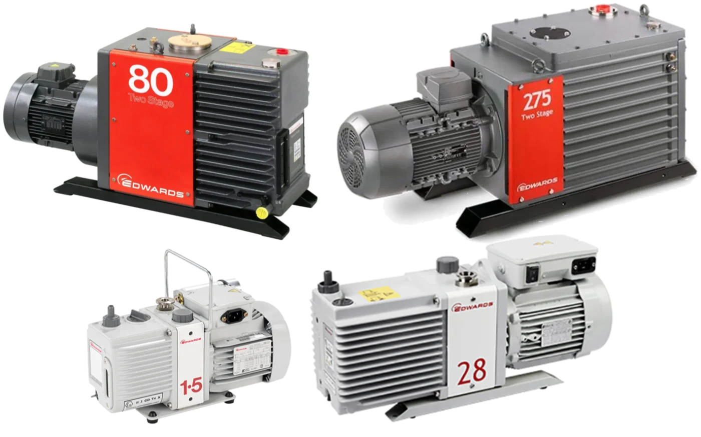 Serie E2M y E1M de Edwards – En la imagen: E2M1.5, E2M28, E2M80 y E2M275